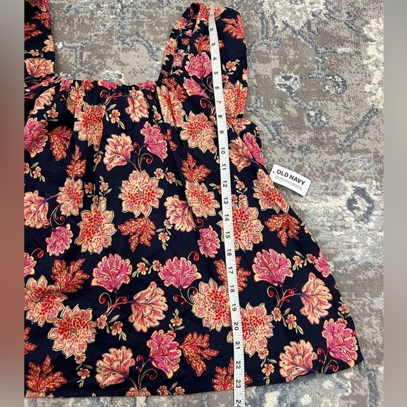 Old Navy XL Swing Tie Navy Floral Print Tie Back Blouse Top - Picture 12 of 13